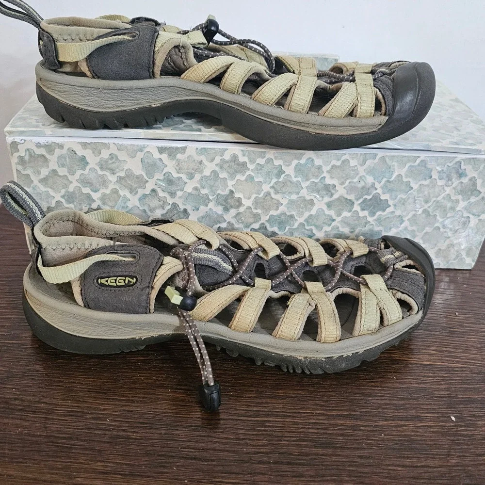 Keen Whisper Waterproof Hiking Sandals Grey Tan Womens 8